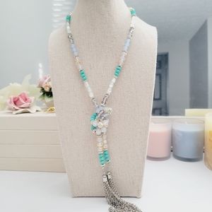 Beautiful faceted beads tassel necklace